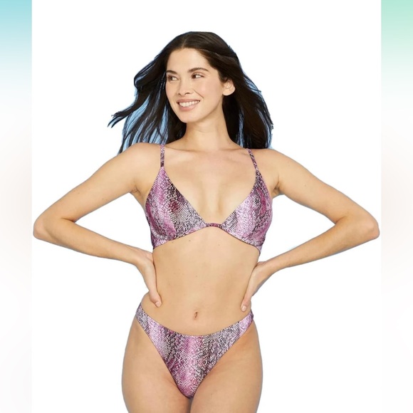 Shade Shore Underwire Pink Snake Swimsuit Bikini Top Womens M L 36D 36 D - Picture 3 of 17